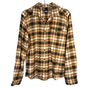 Patagonia Fjord Flannel Shirt Brown White Plaid Mens Size Medium